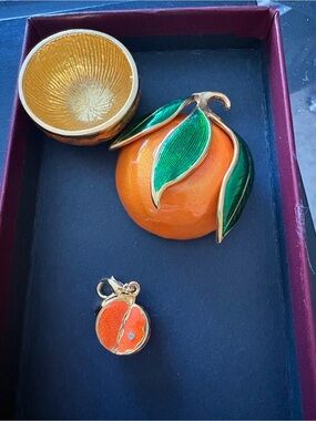 Edgar Berebi Orange Enamel Fruit Trinket Box